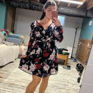 Cupshe Floral Dress in Navy and Red